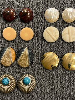 Vintage Stud Earrings Lot – 7 Pairs Retro Acrylic & Statement Earrings